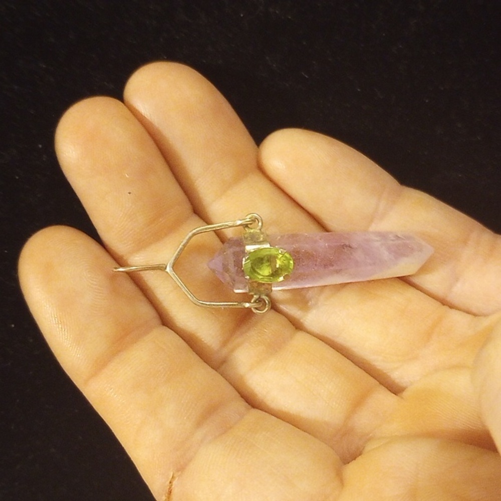 Gemstones: Amethyst and Peridot pendant only, .925 stamped